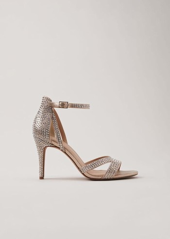 Phase Eight Silver Sparkly Open Toe Heels Silver USA | 6058724-FB